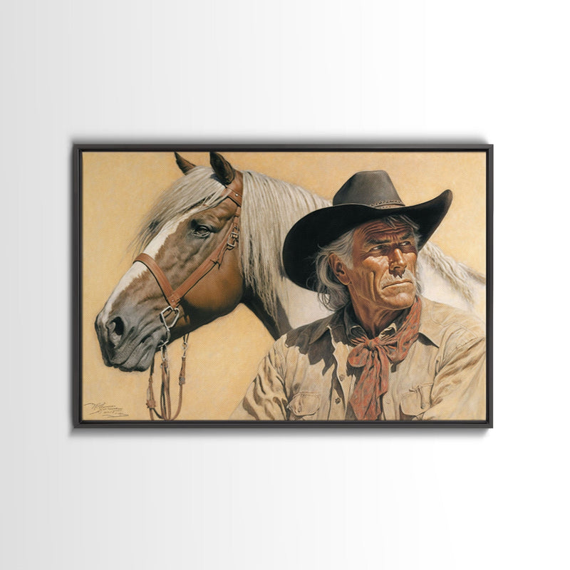 Wild West Cowboy Painting, Western Decor, Southwestern Wall Art, Modern Design Canvas Painting, Southern Home Art, Ranch Wall Art