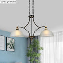 GobekUsa 2-Bulb Traditional Black Dome Dining Room Hanging Light with White Glass for Kitchen Island