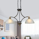 GobekUsa 2-Bulb Traditional Black Dome Dining Room Hanging Light with White Glass for Kitchen Island