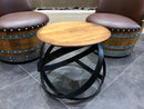Whiskey & Wine Barrel Stave Lounge Chair Pair — Solid Oak, Hidden Storage