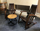 Whiskey & Wine Barrel Stave Lounge Chair Pair — Solid Oak, Hidden Storage