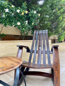 Whiskey & Wine Barrel Stave Lounge Chair Pair — Solid Oak, Hidden Storage