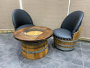 Wine Barrel Full Round Coffee Table Set with 2 Chairs - Rustic Whiskey Barrel Furniture Set - Handmade Solid Oak - Free Shipping