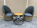 Whiskey & Wine Barrel Hoop Table Set — 2 Chairs, Black Edition