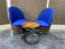 Whiskey & Wine Barrel Hoop Table Set — 2 Chairs, Black Edition