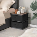 2-Drawer Nightstand with Removable Fabric Bins and Pull Handles Set of 2-Black by LJGDeals