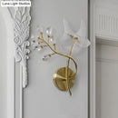 GobekUsa 2-Headed Gold Wall Mounted Sconce: Simple Branch Design with Faceted Crystal Lamp Shades (Left/Right)