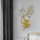 GobekUsa 2-Headed Gold Wall Mounted Sconce: Simple Branch Design with Faceted Crystal Lamp Shades (Left/Right)