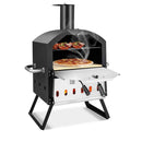 Outdoor Pizza Oven with Anti-scalding Handles and Foldable Legs-Black by LJGDeals
