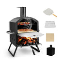 Outdoor Pizza Oven with Anti-scalding Handles and Foldable Legs-Black by LJGDeals