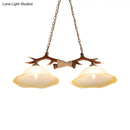 GobekUsa 2-Light Traditional Bell Glass Island Pendant in Brown – Perfect for Bedrooms