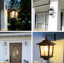 2 Pack SmartYard Solar Wall Hanging Lanterns with Replaceable Bulb, 4 Solar Panels,Anti-Rust
