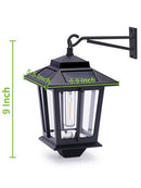 2 Pack SmartYard Solar Wall Hanging Lanterns with Replaceable Bulb, 4 Solar Panels,Anti-Rust