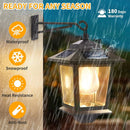 2 Pack SmartYard Solar Wall Hanging Lanterns with Replaceable Bulb, 4 Solar Panels,Anti-Rust