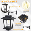 2 Pack SmartYard Solar Wall Hanging Lanterns with Replaceable Bulb, 4 Solar Panels,Anti-Rust