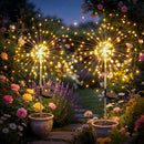 2 Pack Solar Garden Firework Lights Solar Powered String Light with 2 Lighting Modes Twinkling and Steady