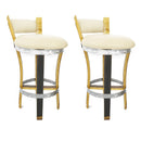 Whiskey & Wine Barrel Stools — Set of 2, Memory Foam, Off-White Upholstery