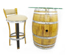 Whiskey & Wine Barrel Stools — Set of 2, Memory Foam, Off-White Upholstery