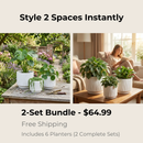 3-Piece White Stoneware Planter Pot Set with Embossed Texture by Florinia