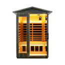 Premium 2-Person Black Carbonized Walnut Low EMF Far Infrared Outdoor Sauna With Bluetooth Audio And LED Lighting (SAK16850)