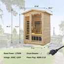 Luxury 2-Person Outdoor Low EMF Hemlock Infrared Sauna With Bluetooth And Chromotherapy Light (SAK97318)