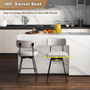 25 Inch 2-Piece Modern Upholstered Bar Stools with Back and Footrests by LJGDeals