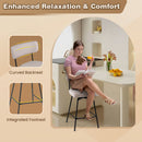 25 Inch 2-Piece Modern Upholstered Bar Stools with Back and Footrests-Beige