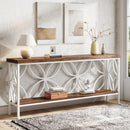 2-Tier Console Table, 70.9" Industrial Sofa Table Behind Couch