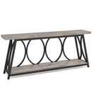 2-Tier Console Table, 70.9" Industrial Sofa Table Behind Couch with Shelves