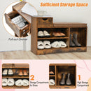 Entryway Storage Shoe Bench with 1 Storage Drawer and 3 Open Compartments-Rustic Brown by LJGDeals