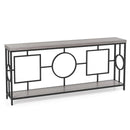 2-Tier Faux Marble Top Console Table with Storage Shelf for Hallway-Rustic Brown by LJGDeals