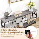 2-Tier Faux Marble Top Console Table with Storage Shelf for Hallway-Rustic Brown by LJGDeals