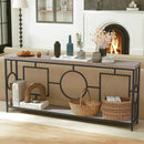 2-Tier Faux Marble Top Console Table with Storage Shelf for Hallway-Rustic Brown by LJGDeals