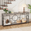 2-Tier Faux Marble Top Console Table with Storage Shelf for Hallway-Rustic Brown by LJGDeals
