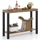2-Tier Home Bar Table with Open Shelves and Storage for Home Kitchen Living Room Pub-Rustic Brown by LJGDeals