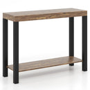 2-Tier Home Bar Table with Open Shelves and Storage for Home Kitchen Living Room Pub-Rustic Brown by LJGDeals