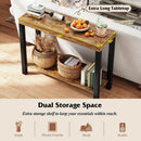 2-Tier Home Bar Table with Open Shelves and Storage for Home Kitchen Living Room Pub-Rustic Brown by LJGDeals