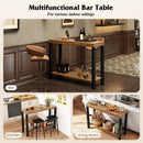 2-Tier Home Bar Table with Open Shelves and Storage for Home Kitchen Living Room Pub-Rustic Brown by LJGDeals