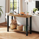 2-Tier Home Bar Table with Open Shelves and Storage for Home Kitchen Living Room Pub-Rustic Brown by LJGDeals