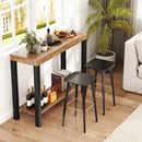 2-Tier Home Bar Table with Open Shelves and Storage for Home Kitchen Living Room Pub-Rustic Brown by LJGDeals