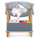 2-Tier Wooden Cat House with Semi-enclosed Condo and Removable Clothes-Gray by LJGDeals
