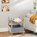 2-Tier Wooden Cat House with Semi-enclosed Condo and Removable Clothes-Gray by LJGDeals