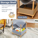 2-Tier Wooden Cat House with Semi-enclosed Condo and Removable Clothes-Gray by LJGDeals