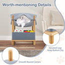 2-Tier Wooden Cat House with Semi-enclosed Condo and Removable Clothes-Gray