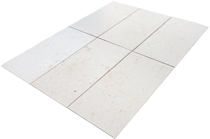 Myra White Limestone Tile Brushed 24"x48"