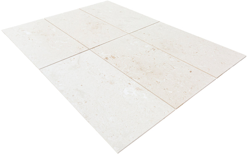 Myra White Limestone Tile Brushed 24"x48"