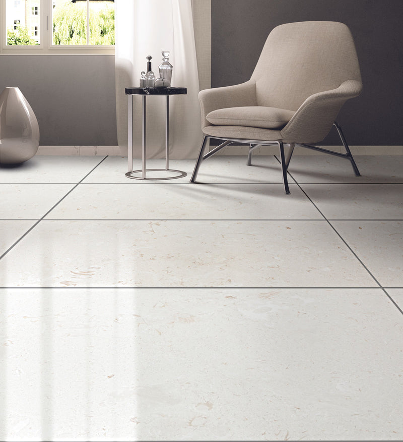 Myra White Limestone Tile Brushed 24"x48"