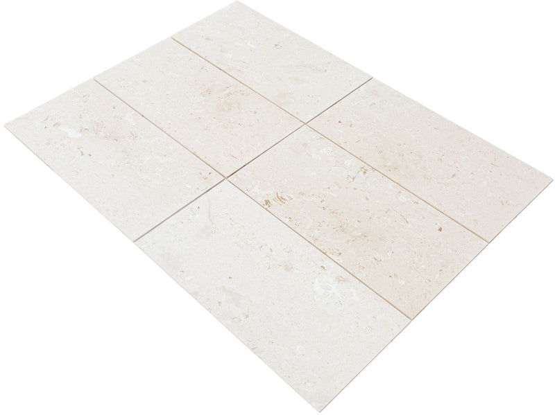 Myra White Limestone Tile Brushed 24"x48"