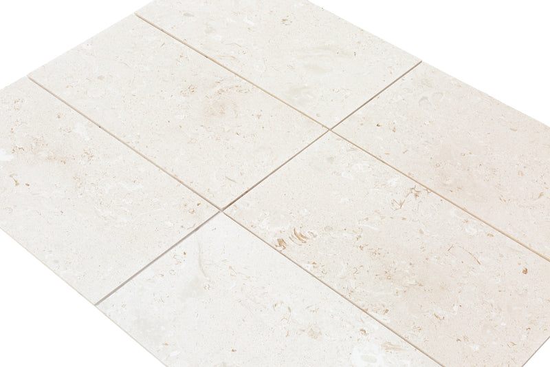 Myra White Limestone Tile Brushed 24"x48"