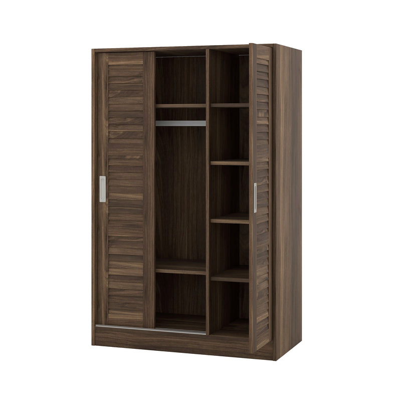 3-Door Shutter Wardrobe with shelves, Wulnut
